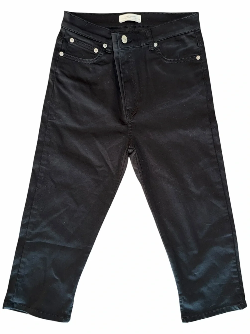 Zara Woman Black Stretch Capri Pants Cropped Slim Fit Size 4 - Picture 4 of 11